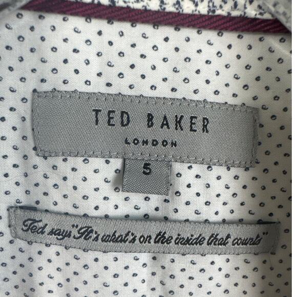 Ted Baker Men's Casual Button Up Long Sleeve Shirt Blue White Geometric Size 5 - Picture 9 of 10